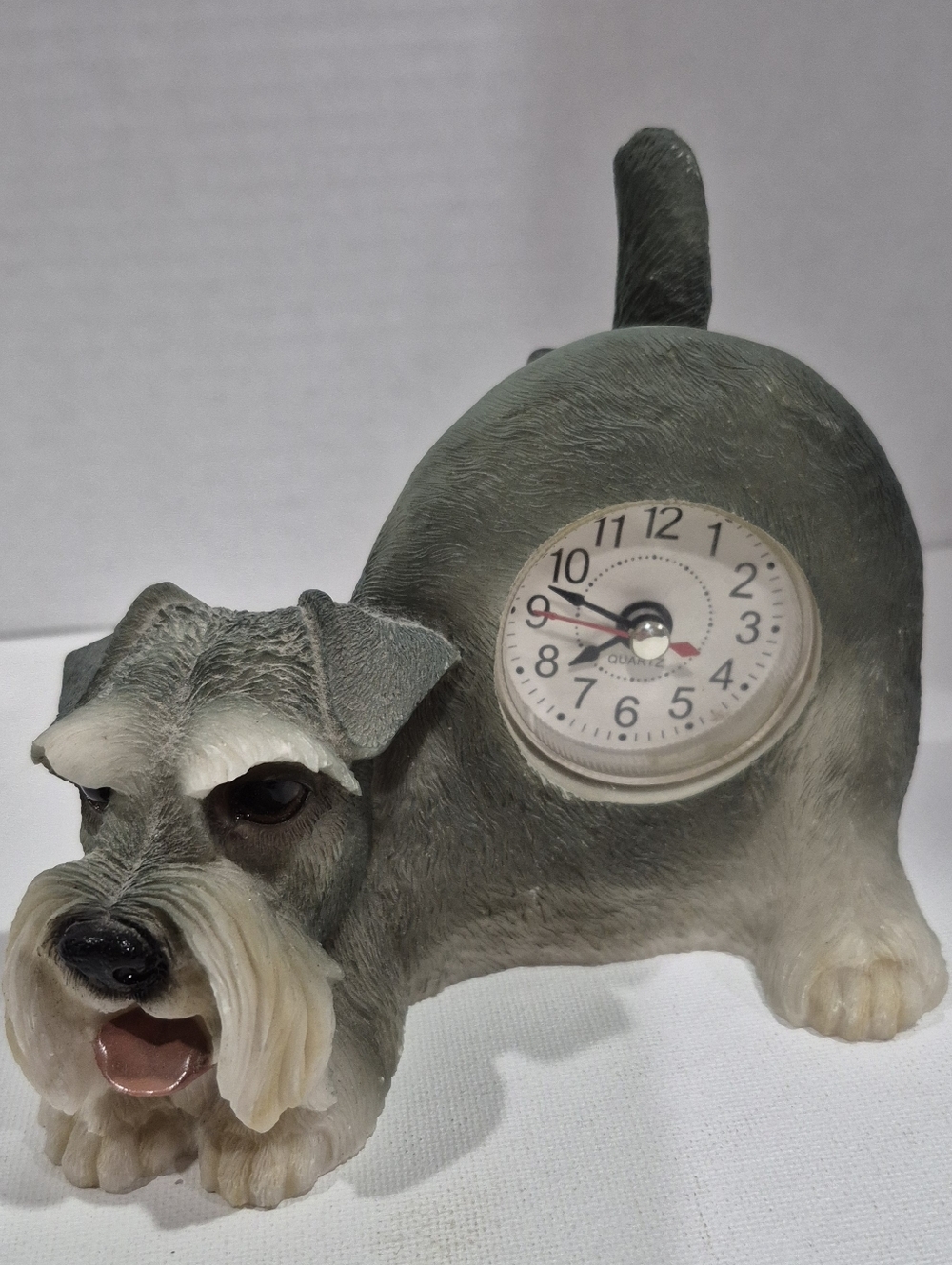 Vintage Schnauzer Wagging Tail Figurine Clock